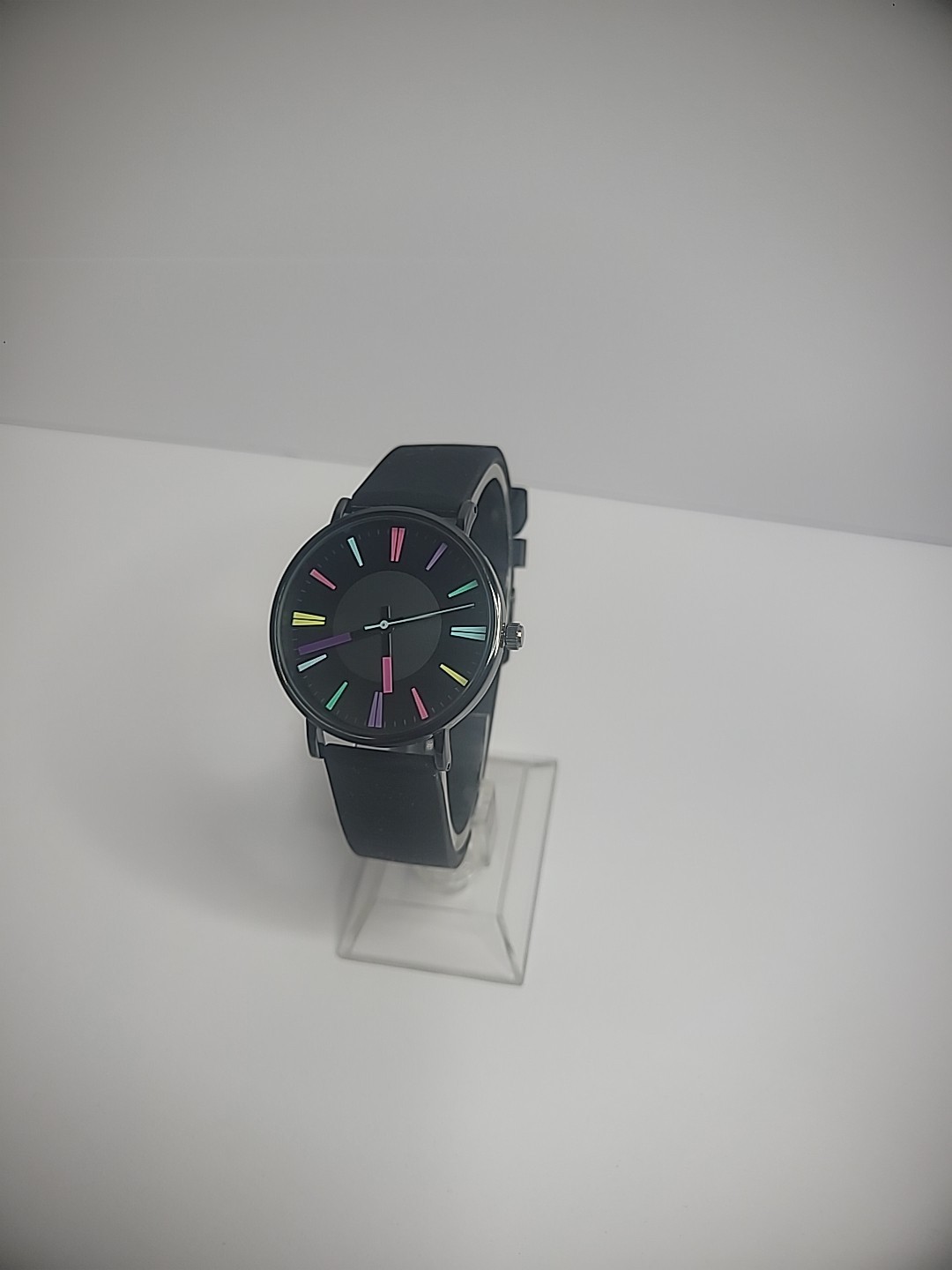 Wristwatch Womens Mens Black Pink Blue Black Band New Battery