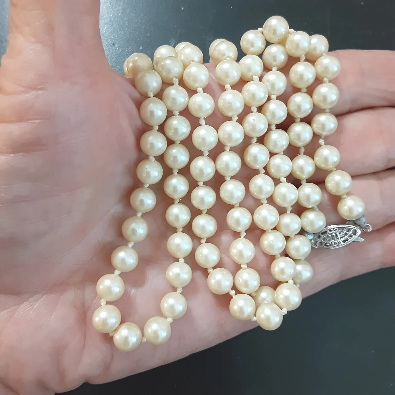 Vintage Faux Pearl Necklace 8 mm 30 in