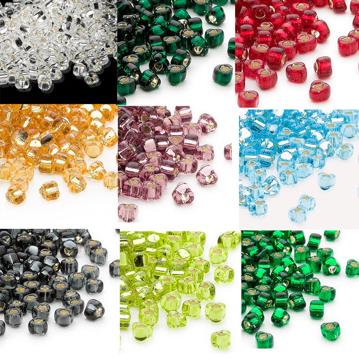 100 Miyuki Glass Triangle Seed Beads 5/0 Transparent Silver Lined Beads