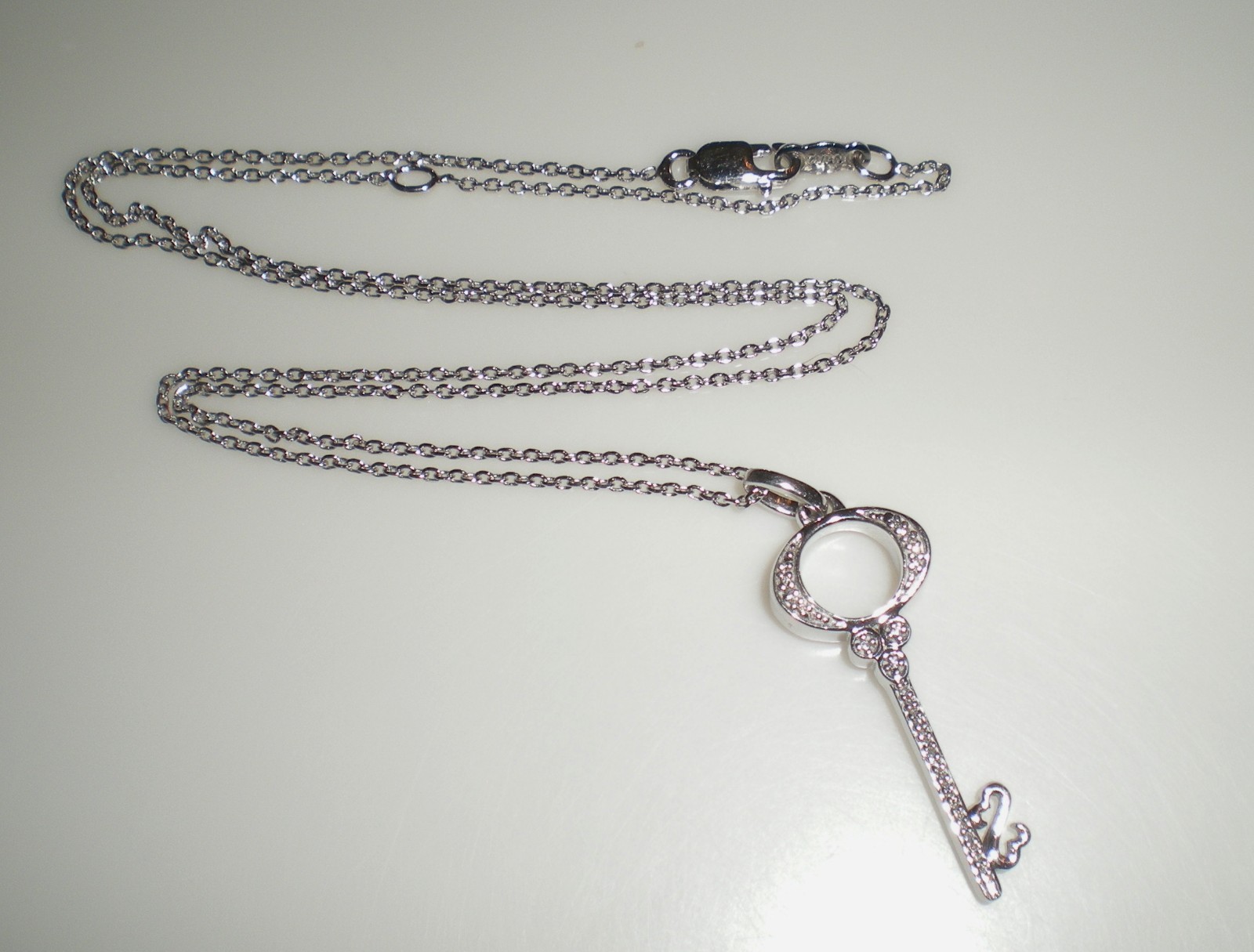 Jane Seymour Open Hearts Sterling Silver KEY Diamond Accent Necklace 💎 KAY BOX