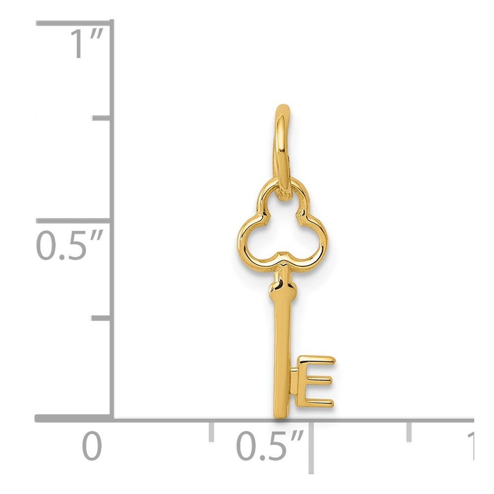 14k Yellow Gold Key Letter E Initial Charm Pendant 0.26gm L-15.53mm, W-6.88mm