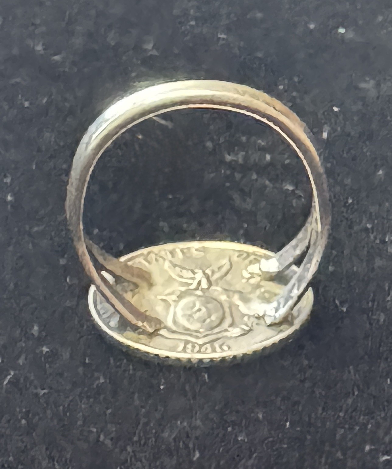 Vintage 1946 Philippines Silver 10 Centavos Coin Ring Size 5.5 Victory Eagle