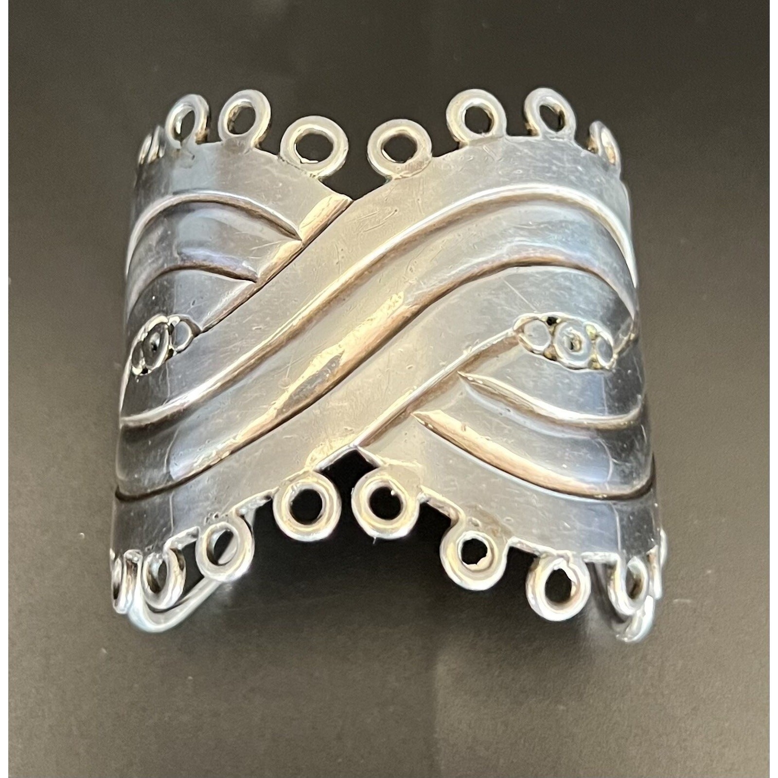 Vintage William Spratling Taxco Mexican Sterling Silver Mask Cuff 114g HEAVY