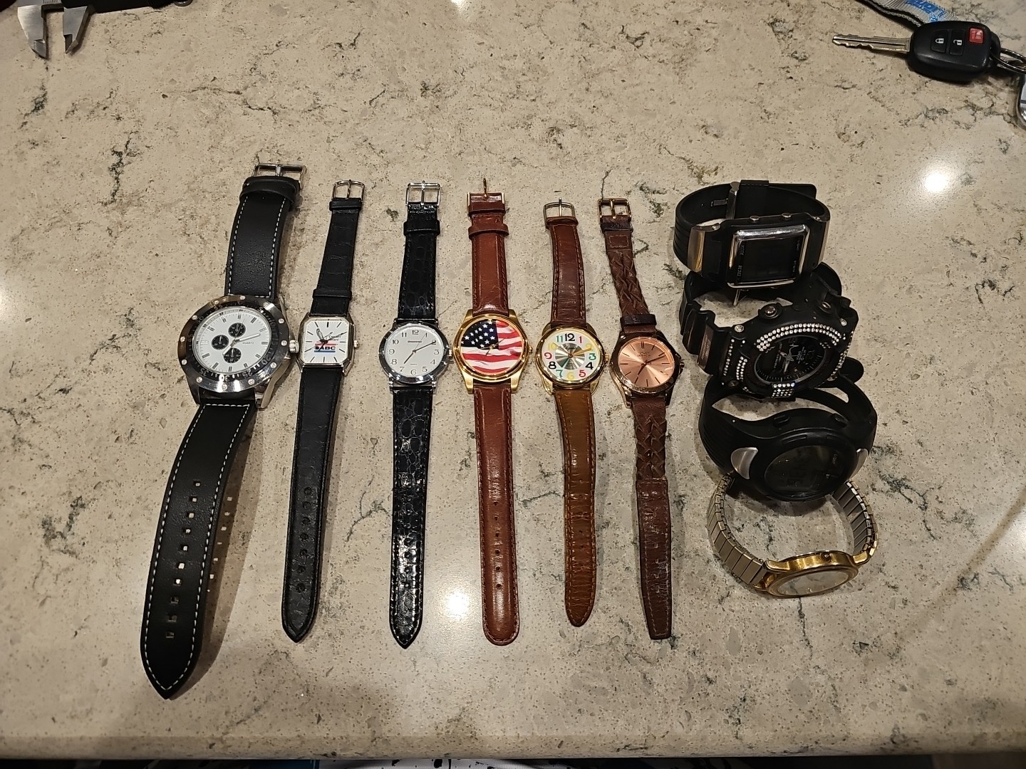 Unisex Lot (10) Watches In Working Condition Timex Invicta Bridgestone Tecno