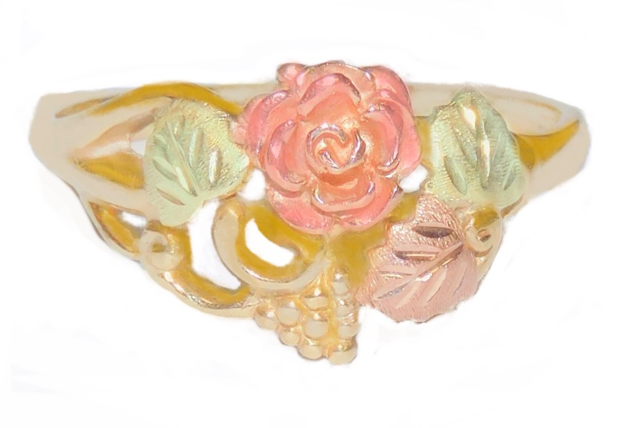 Black Hills Gold 10k Dakota Rose Leaves Ring Size 8 1/2