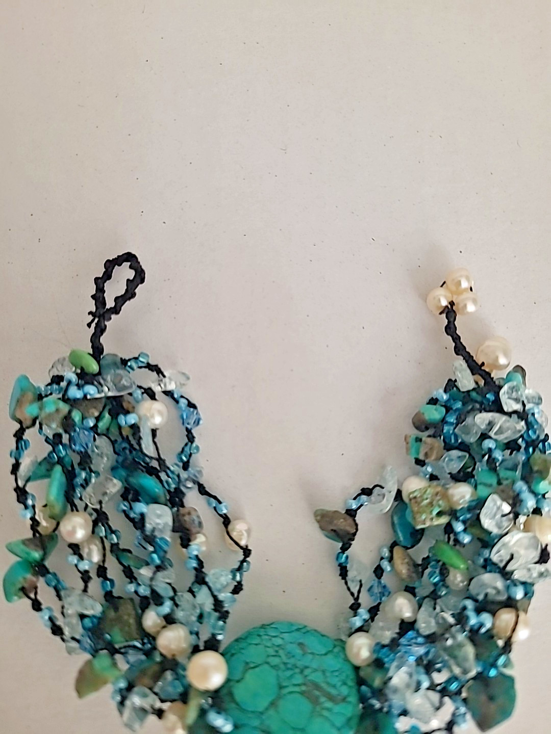 Handmade Turquoise And Freshwater Pearl Beaded Bracelet