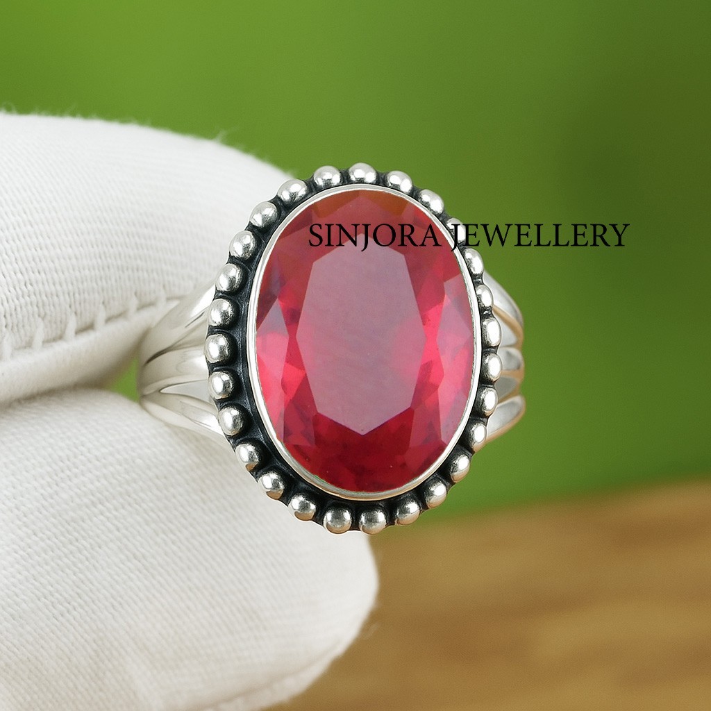Rhodolite Gemstone 925 sterling Silver Handmade Ring US size 5 to 13