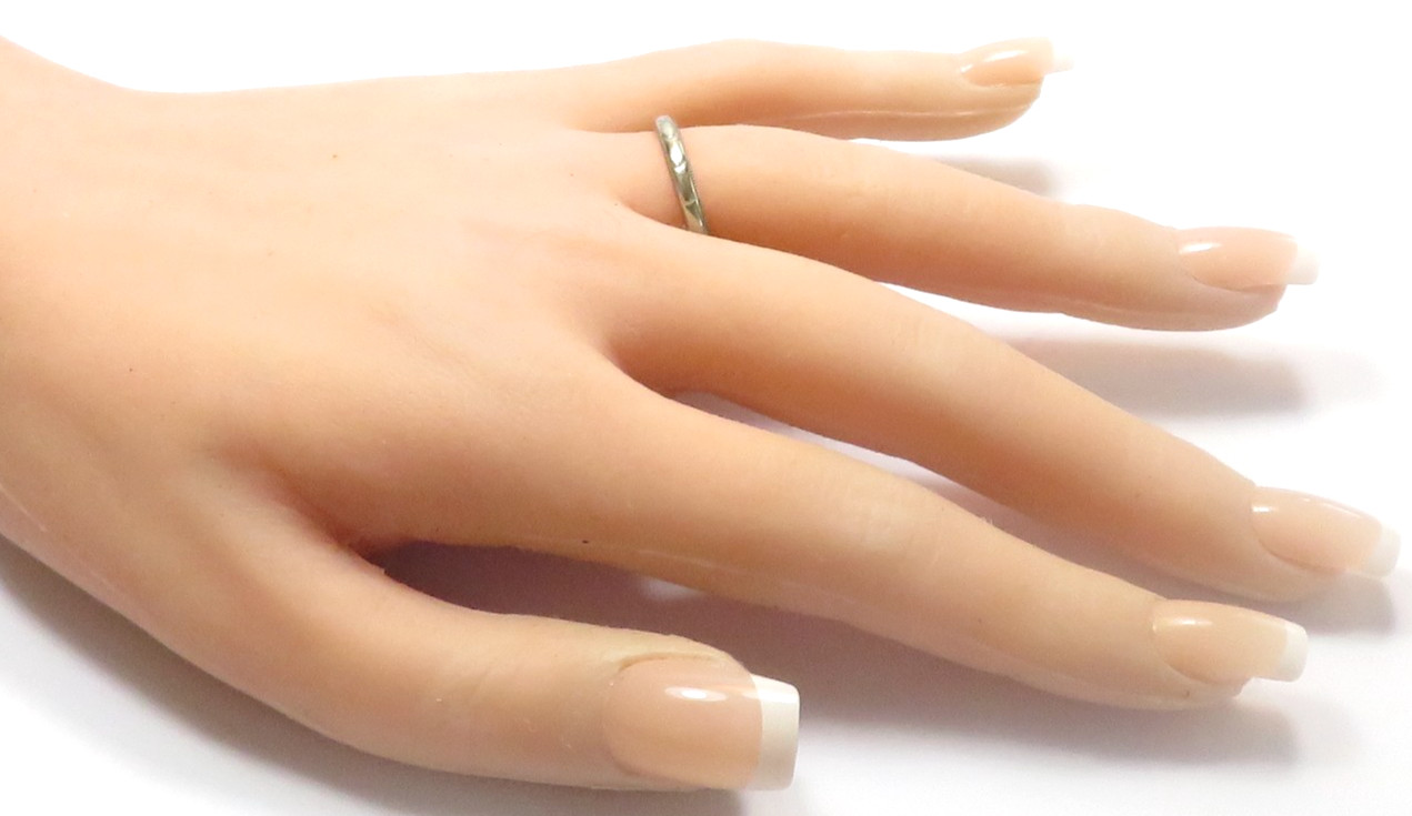 Edwardian 1915 18K White Yellow Wedding Band Unisex Ring Size 9 UK-R1/2 2.68MM