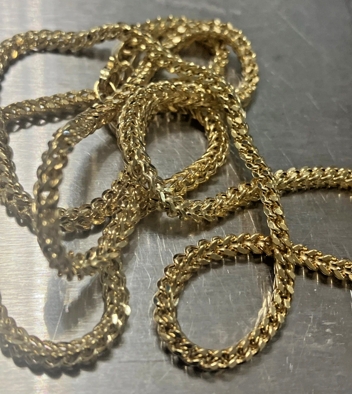 10k Franco Real Gold Semi-Solid/Hollow Chain 11grams 26” 3×2.5mm Starz Brand NWT
