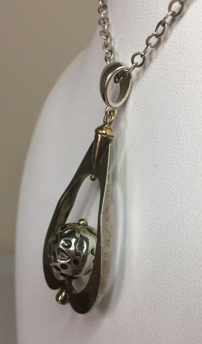 Handmade Unique, Sterling Silver, Gold filled Pendant, Free Sterl. Silver Chain