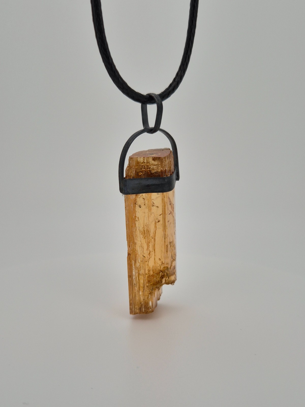 Imperial Topaz Pendant Unisex Unique Shape Black Silver Father’s Day Gift Gem