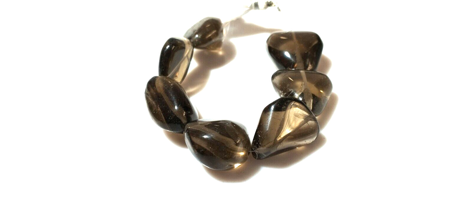 SMOKY QUARTZ NUGGET FREE SIZE SMOOTH TUMBLE JEWERY 7″INCH BRACELET