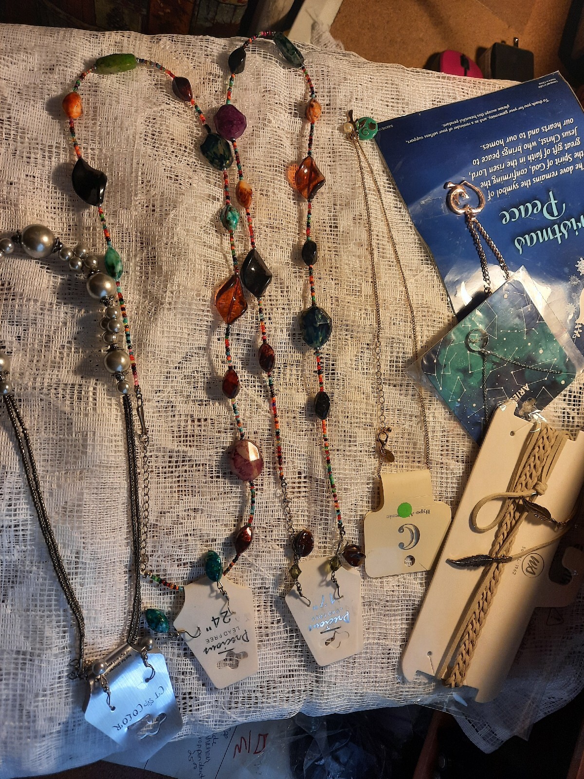 7 New In Package Necklaces,Some W/ Earrings. Pretty Sets, Unusual. Size Varies
