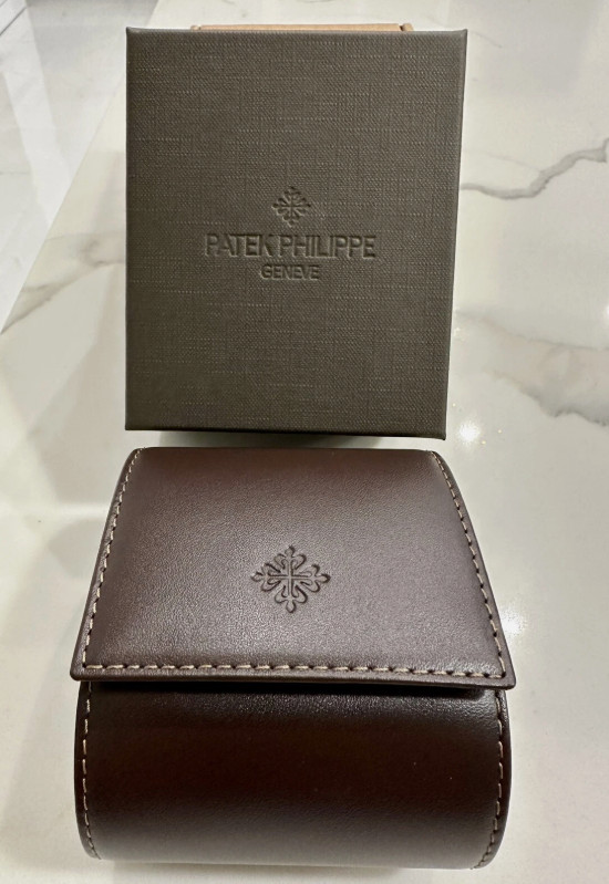 Patek Philippe Dark Brown Leather Watch Travel Case Luxury Storage Box New