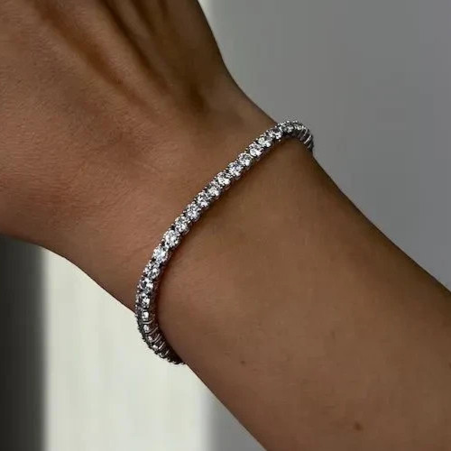 6.60CT Round Cut Natural Diamond Engagement Tennis Bracelet 14K White Gold