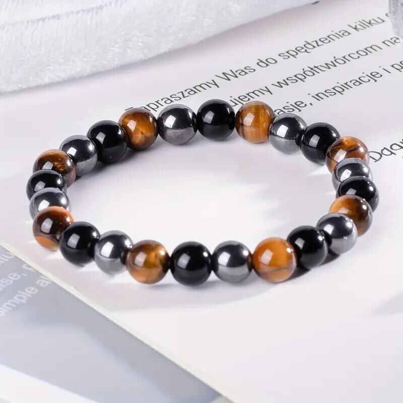 Bead Bracelet Women Natural Tiger Eye Hematite Obsidian Spiritual Healing 8mm