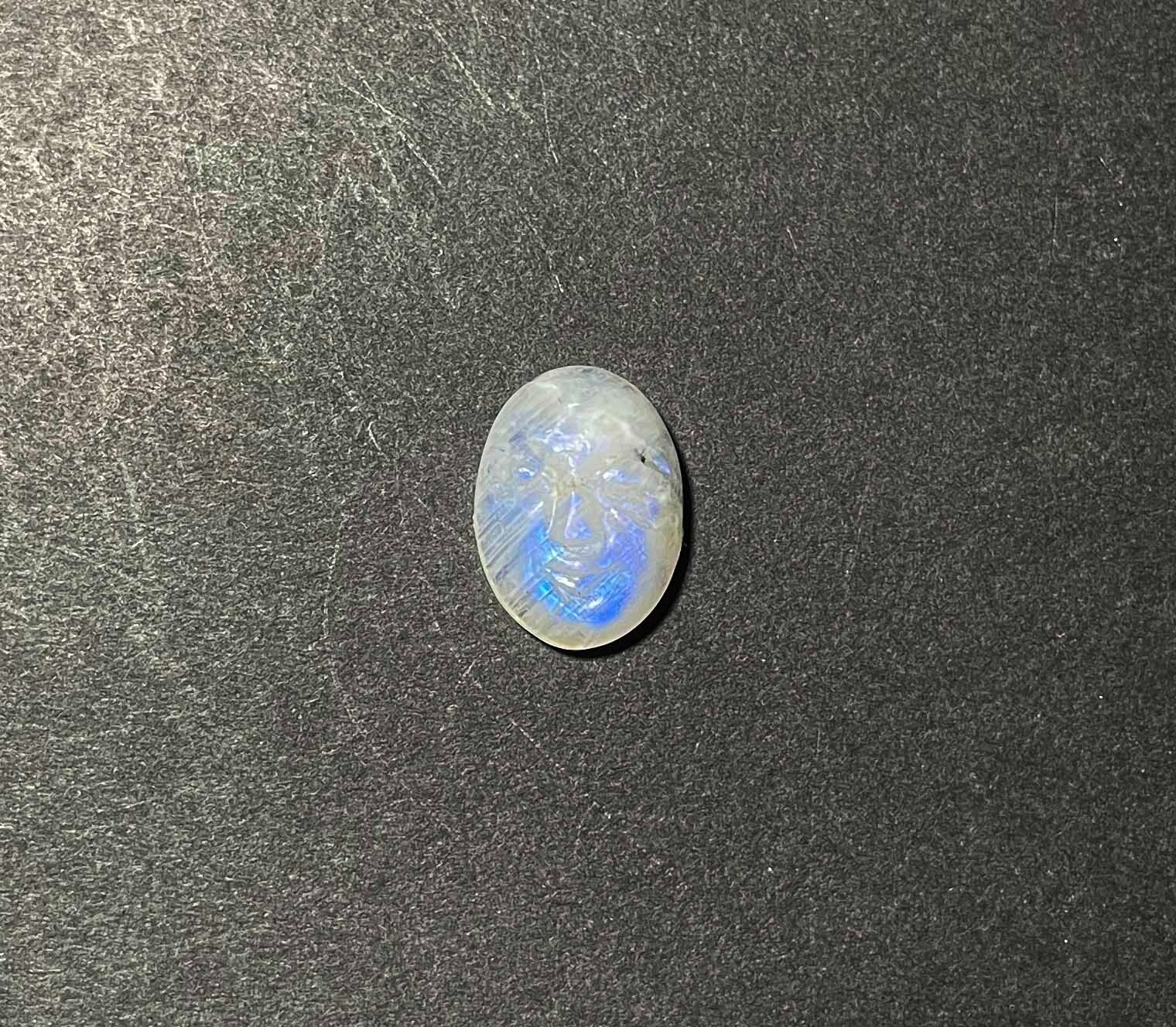 Natural Rainbow Moonstone Hand Carved Face Loose Gemstone 14*18.50 MM 11 CT