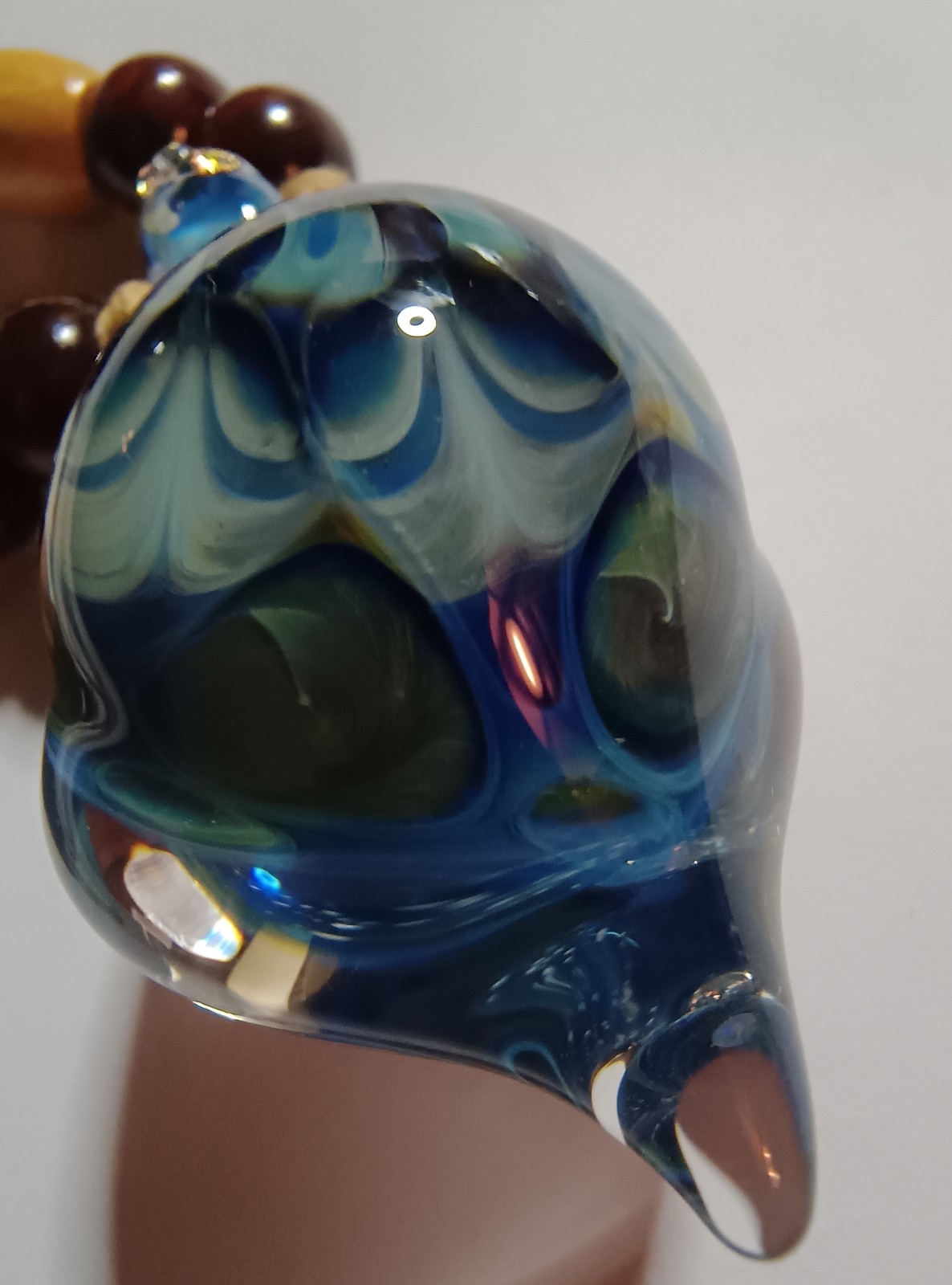 DRAGON PIPE Space Glass Pendant Necklace Opal Vortex Japan Handcrafted Art