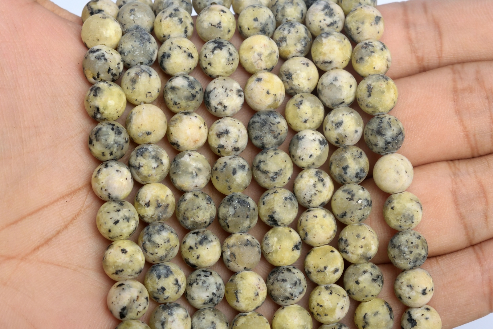 8MM Matte Faint Yellow Jade Beads Grade AAA Round Loose Beads 7.5″