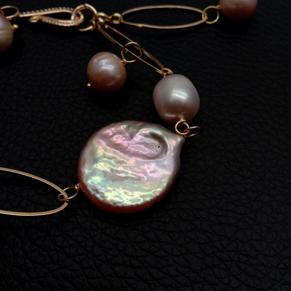 Freshwater Cultured Purple Pearl Beaded Bracelet Handmade Jewelry