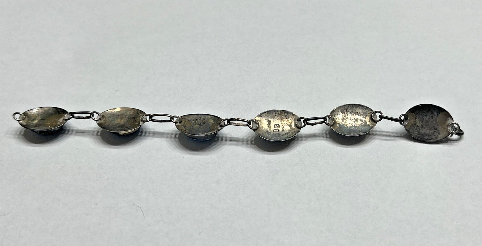 Signed Sterling Silver Bracelet 925 Link Estate Navajo Native American Blue US