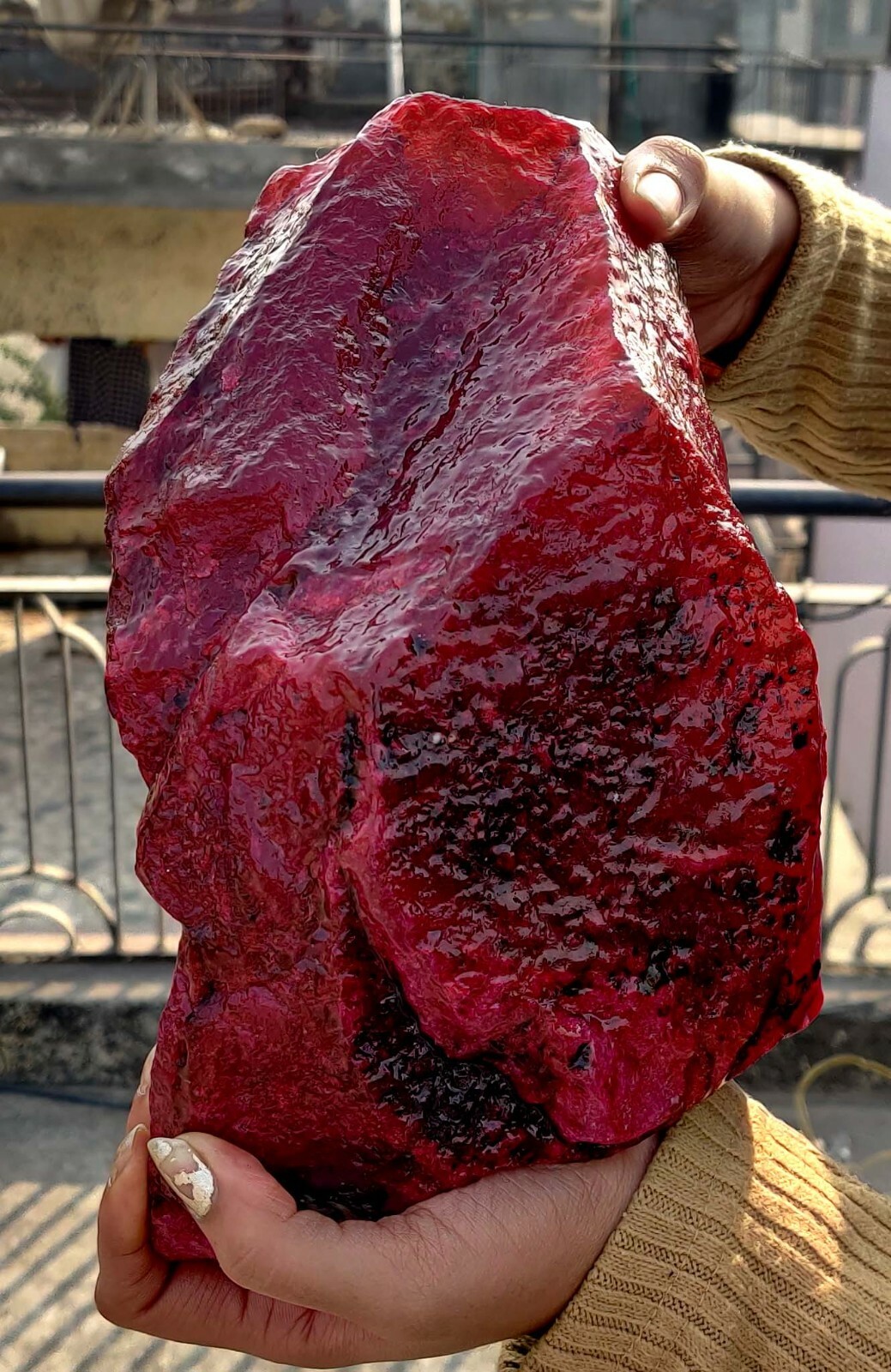 DYED 3760 CT RED RUBY NATURAL AFRICAN CERTIFIED GEMSTONE HUGE ROUGH MKO