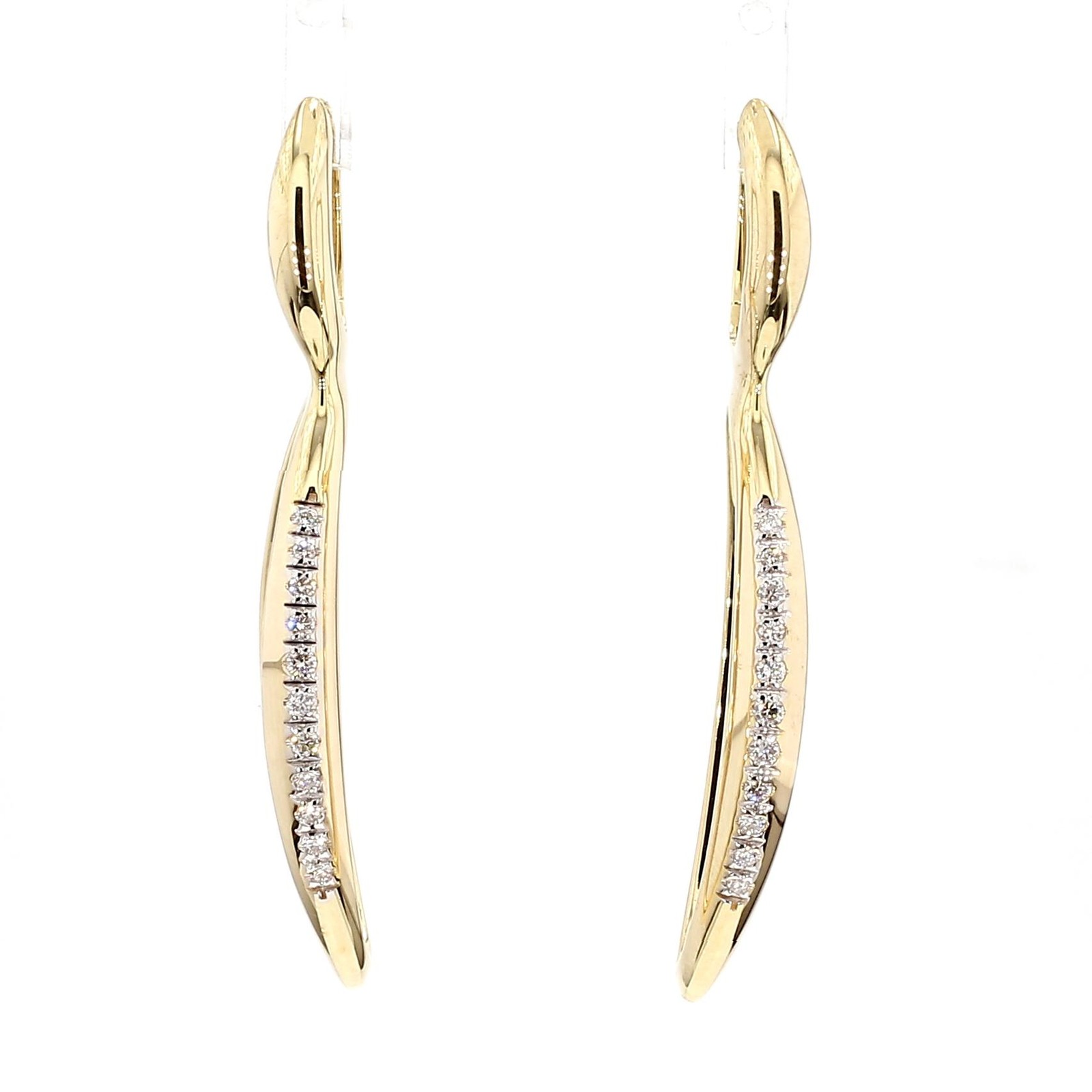 14K Gold Open Twisted Drop Earrings With Diamond Pave – Made in Italy
