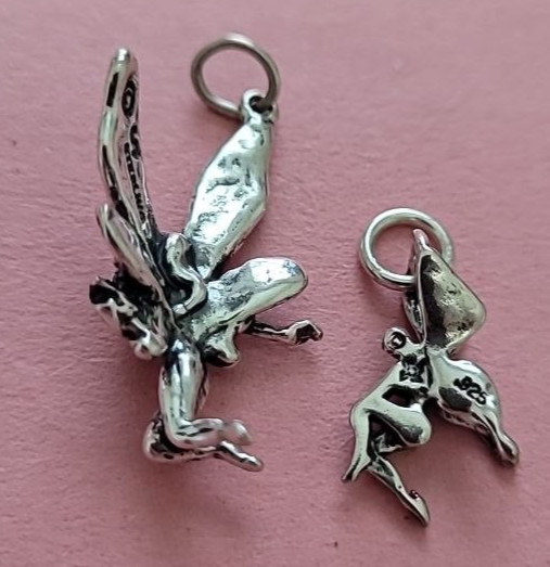Sterling Silver Fairy Flying Poised or Fairy Dainty Choose Charm Pendant 925 USA