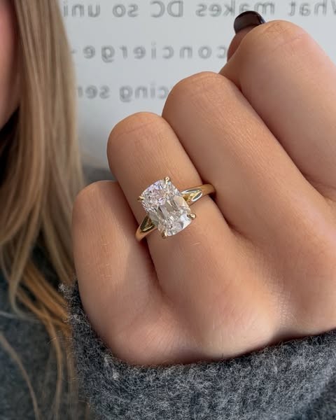3.59 Ct Cushion Lab Grown Diamond Luxury Engagement Ring Solid 18K Yellow Gold