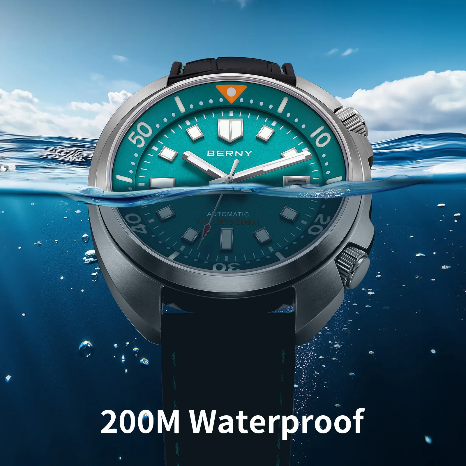BERNY AM1970M Diver Watch Men Automatic Miyota 8215 20ATM Sapphire Luminous