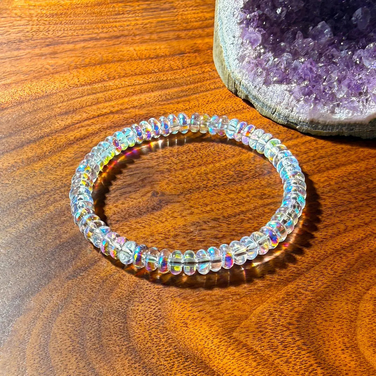 Natural Ethiopian Opal Stretch Bracelet Elastic Cord Jewelry for Women