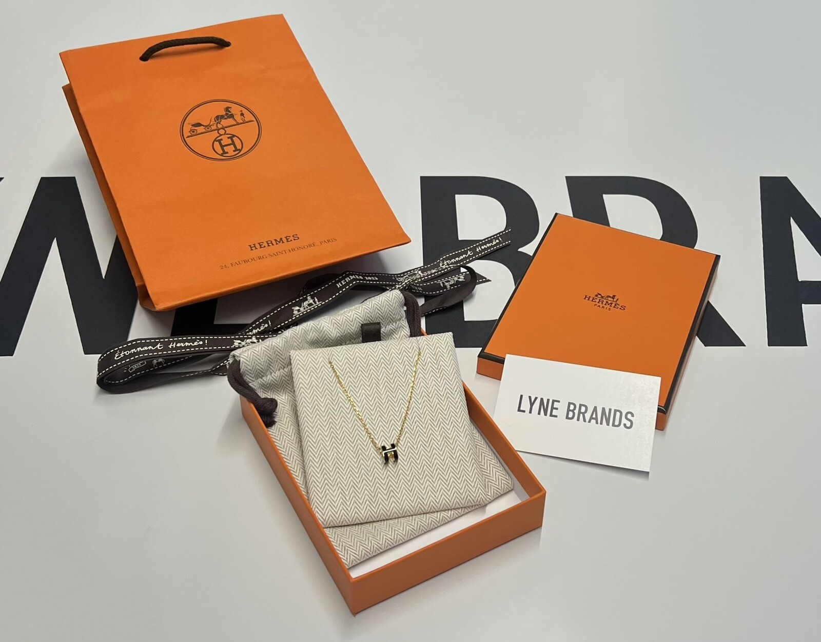 Hermes Mini Pop H Necklace – Black Noir With GHW