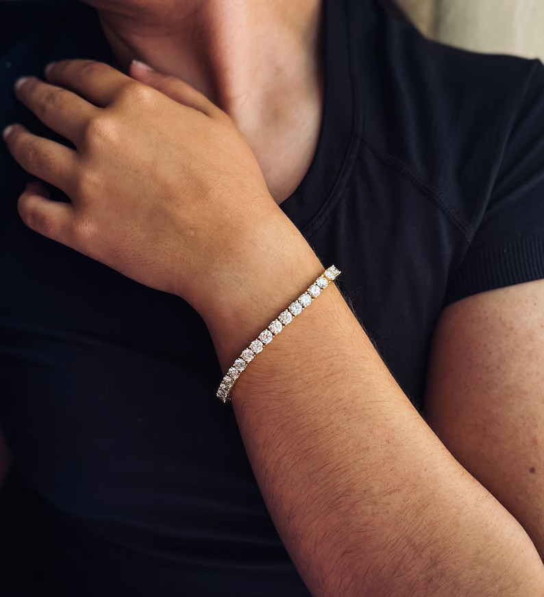 Best Women’s Gift Round Cut Natural Diamond Tennis Bracelet In 14k Yellow Gold