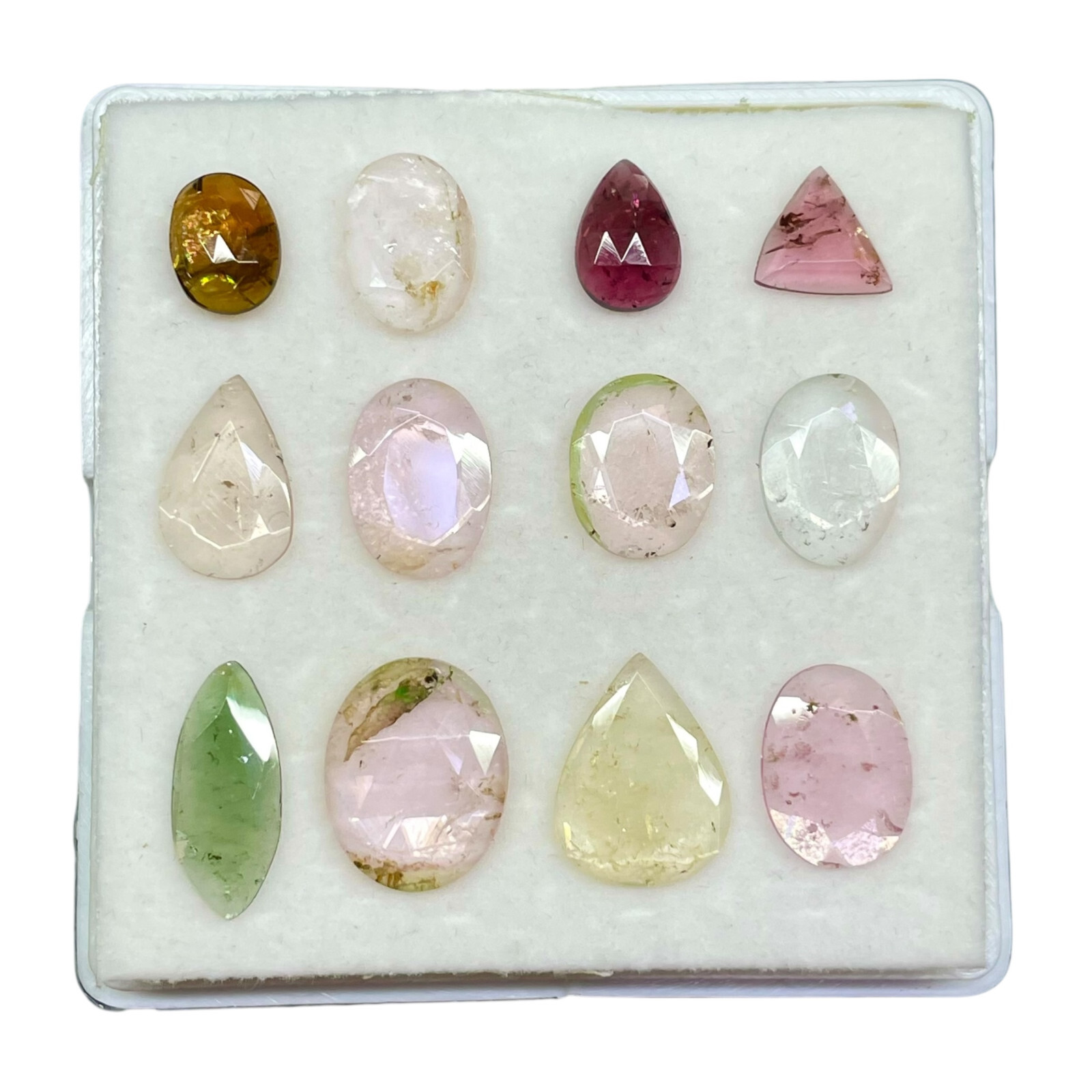 12 Pcs Natural Tourmaline Lot 20.50 Cts Flat Rose Cut Untreated Loose Gemstones