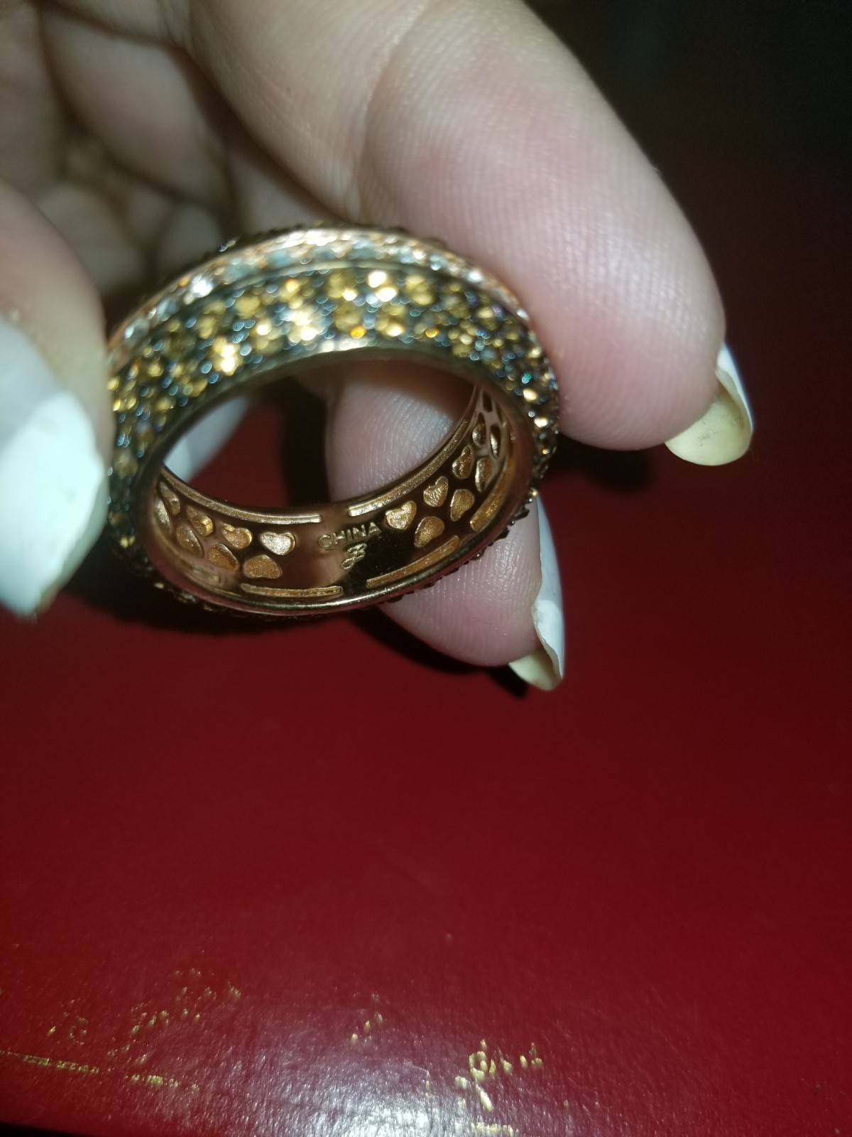 Vintage Joan Boyce Chocolate Clear Pave CZ Rose Gold Plated Band Ring, Size 10