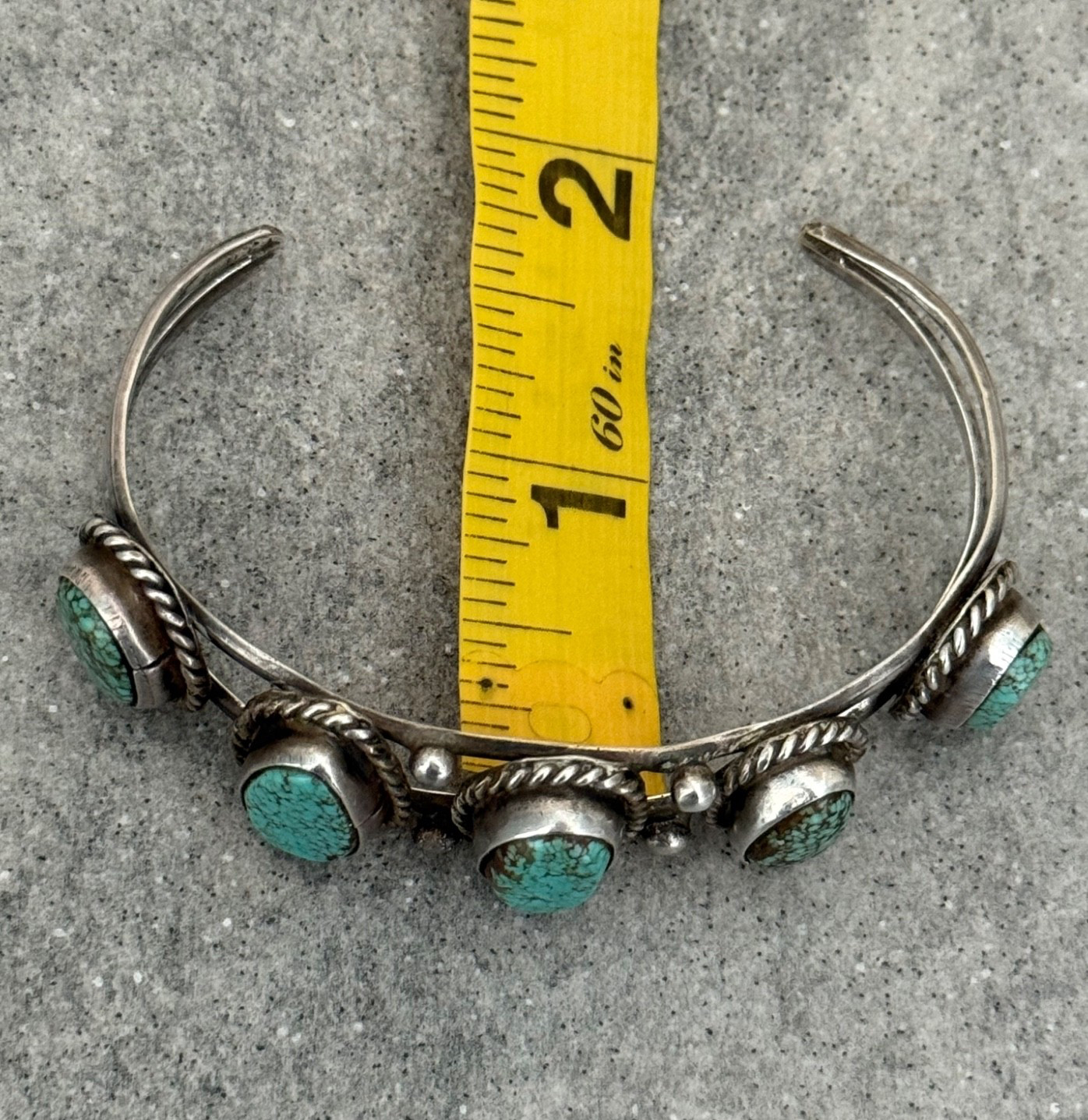 Vintage Native American Navajo NUMBER 8 MINE Turquoise Sterling Bracelet 6.7 in
