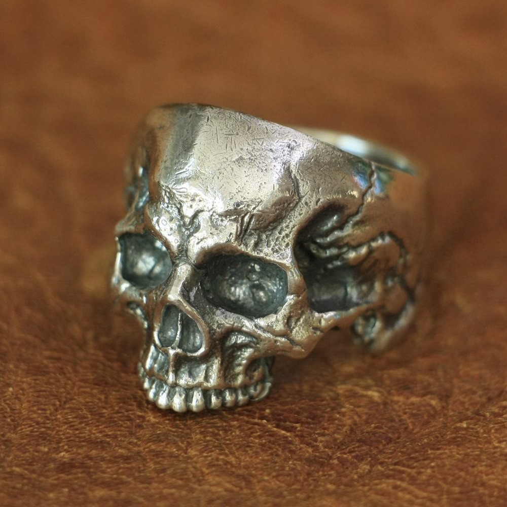 925 Sterling Silver Details Skull Ring Biker Punk Jewelry TA135A US Size 7~14 EZ