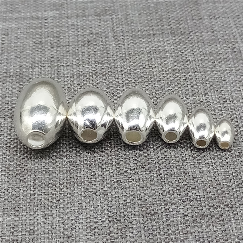 Bulk Sterling Silver Plain Oval Olive Rice Beads 3mm 4mm 5mm 6mm 7mm 8mm