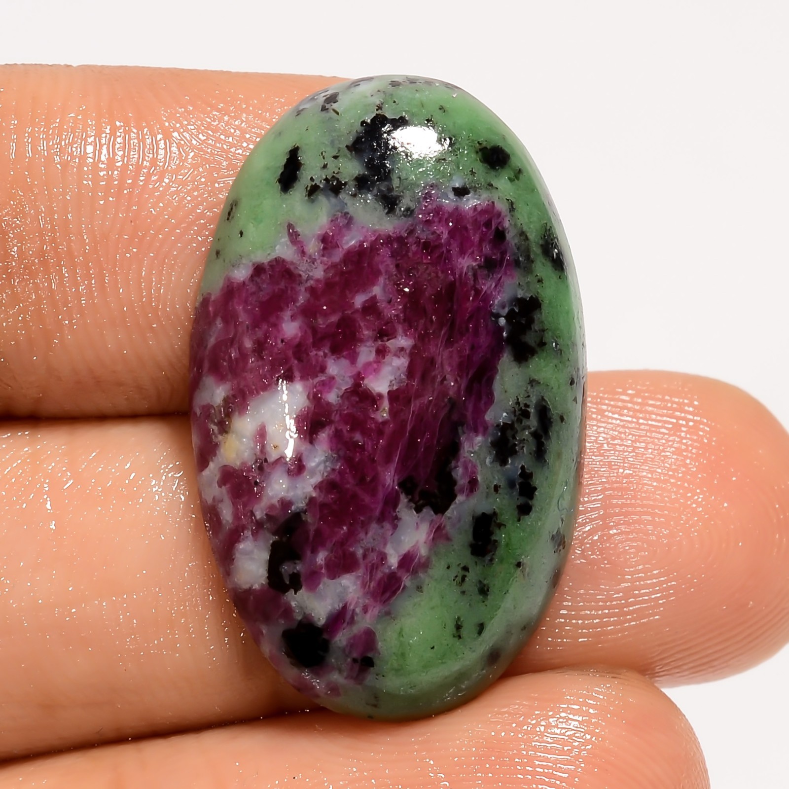 Natural Ruby Zoisite Loose Gemstone Oval Cabochon For Jewelry 22 Ct 26X16X5 mm
