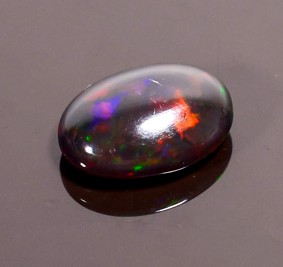 3.25 Ct Natural Black Ethiopian Opal Oval Shape Cabochon Loose Gemstone 11X8X5mm