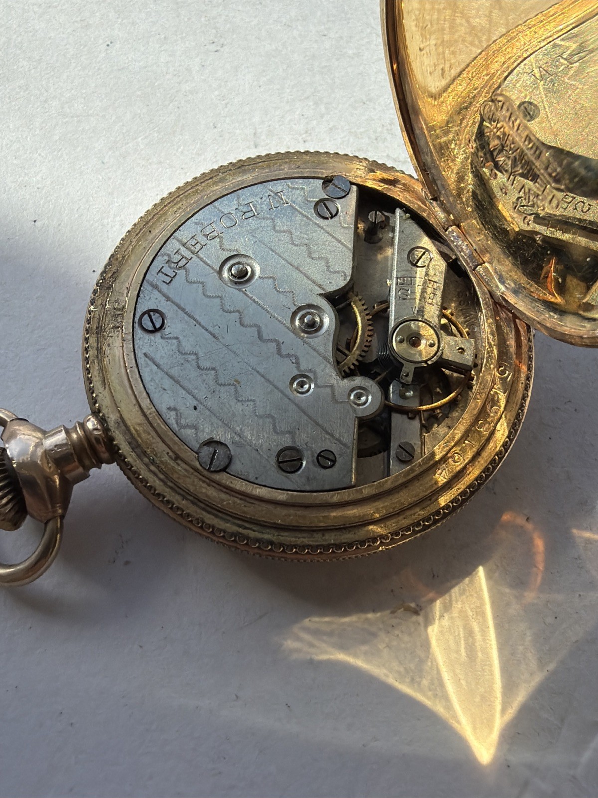 AT24 VTG N Robert 5 Years Gold Filled 36.8mm Pocket Watch Parts Repair As Is**