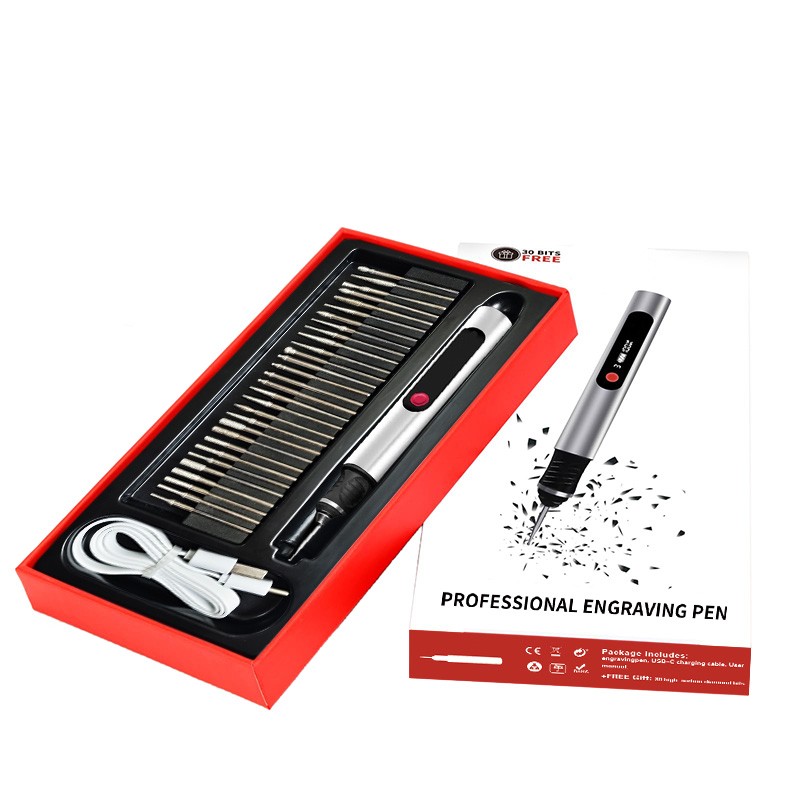 USB Rechargable Engraving Pen with 30 Bits Mini Electric DIY Engraver Cordless