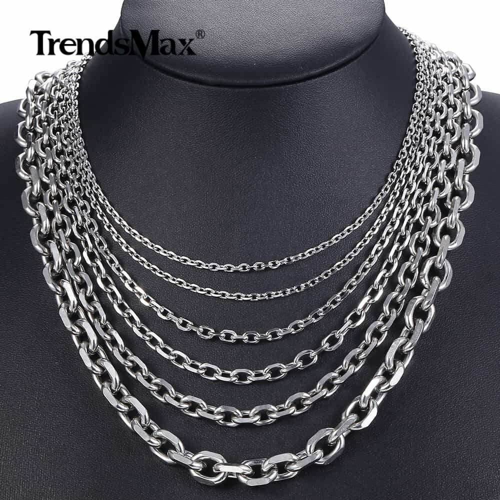 USA Stock 2/3/4MM Cable Rolo Stainless Steel Chain Necklace Men Choker 18-28″
