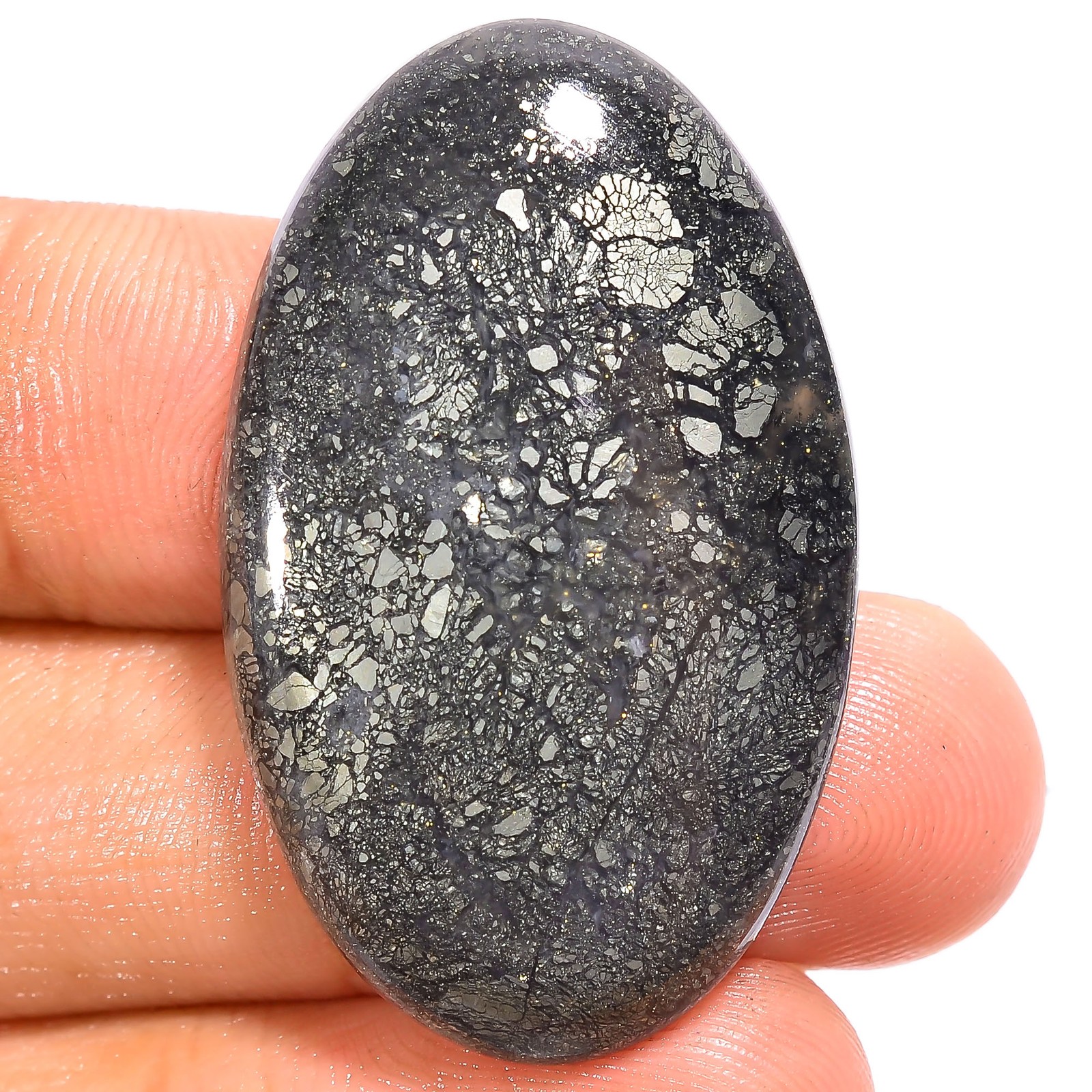 Natural Marcasite Agate Oval Shape Cabochon Gemstone 43 Ct. 36X22X6 mm GC-23948