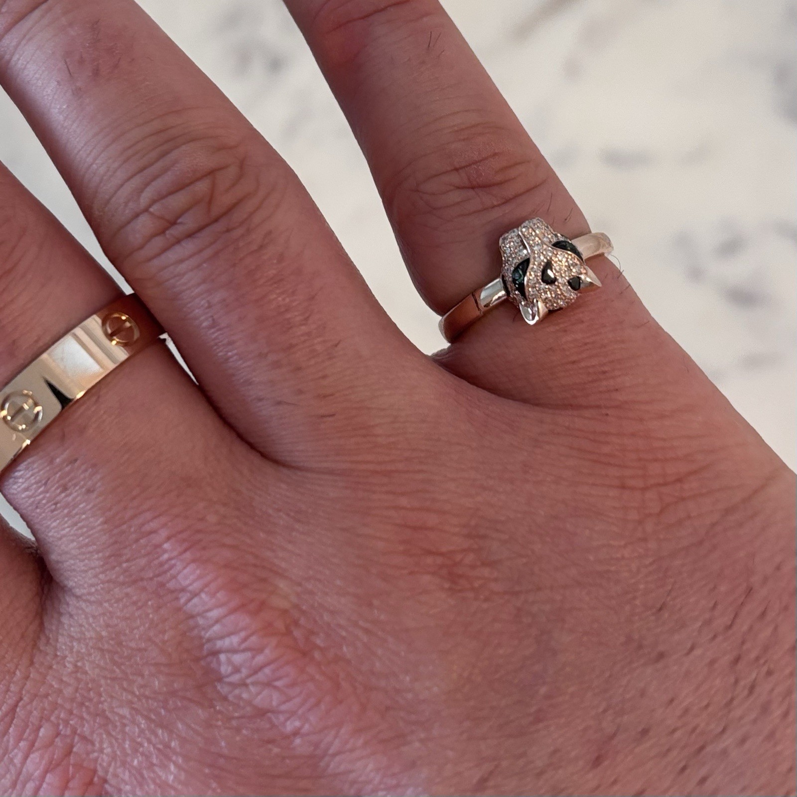 Effy Panther Signature Ring – Diamonds & Rose Gold