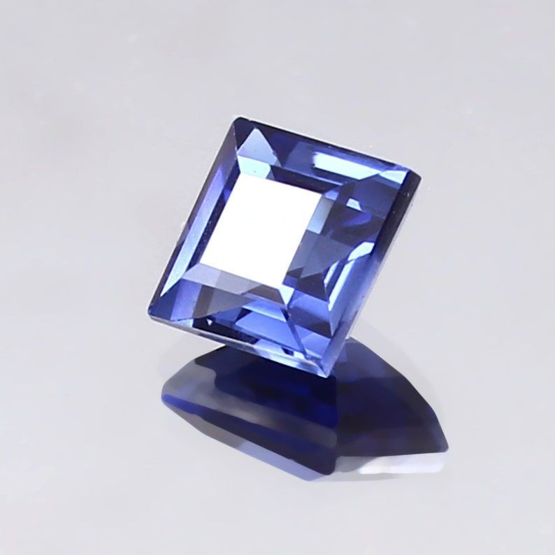 5Ct Natural Blue sapphire Princess cut Faceted Gemstone Certified Sapphire