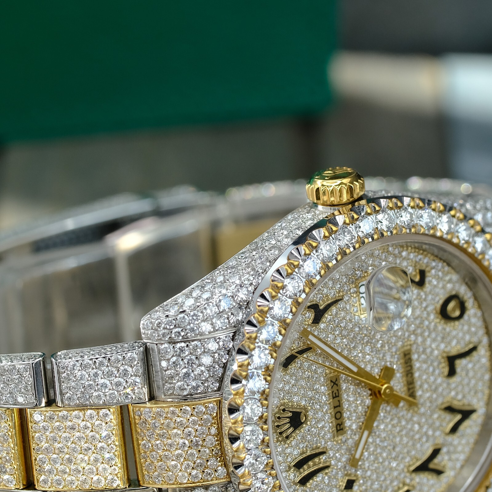 ROLEX MENS DATEJUST II 126333 MENS WATCH 41MM FULL LOADED ICED OUT APPROX 14CTS