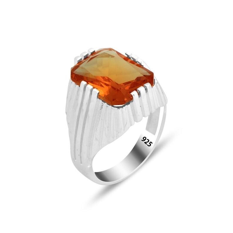 Men Handmade Natural Zultanite Square Handmade Ring