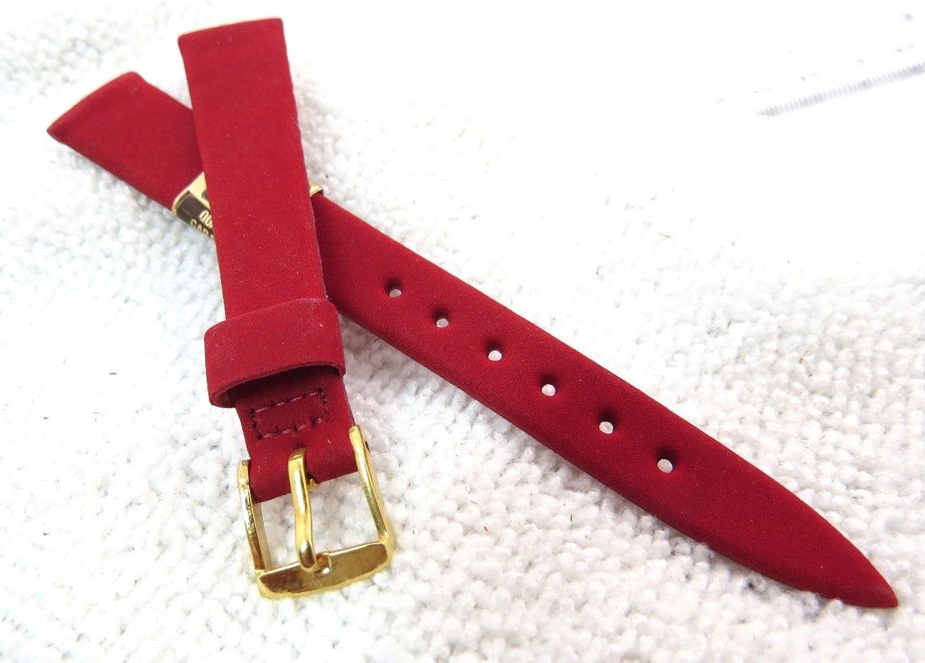 STYLECRAFT,Copa/RED Flocked 13mm WATCH BAND,w/Gold Buckle60’s Vintage,B13-09