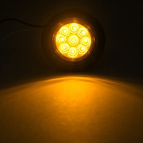 Konrali 2″ Round LED Marker Lights 9 LEDs w/Reflectors, 10 Amber & 10 Red 2